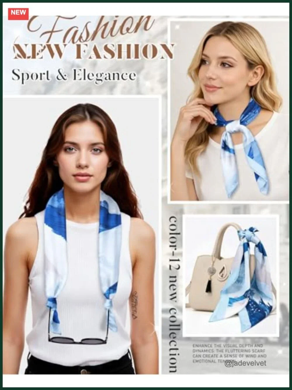 Square Satin Hair Scarf Women 27 Inch Silk Like Polyester Bandana